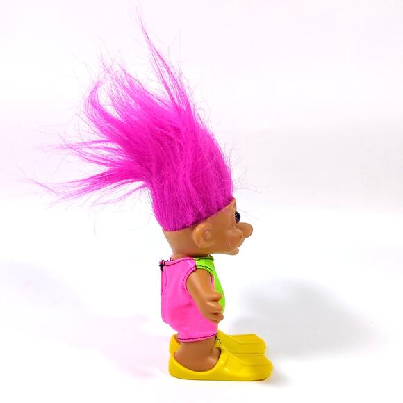 Vintage Russ Troll 5" Scuba Diver Doll with Swim Fins Pink Hair Green Wetsuit - Picture 3 of 5
